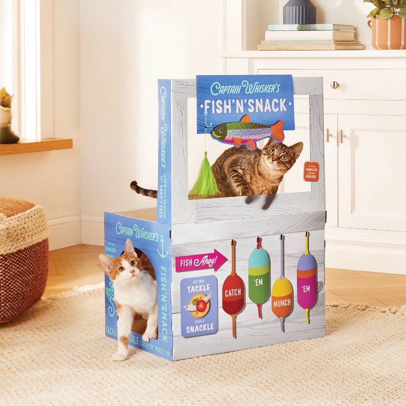 slide 3 of 3, Fish N Snack Shack Novelty Cat Scratcher - Assorted Grays - 31" - Boots & Barkley™, 1 ct