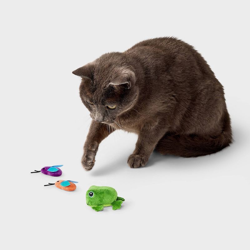 slide 2 of 3, Baby Toad and Moths Cat Plush Toy Set - 3pc - Boots & Barkley™, 3 ct