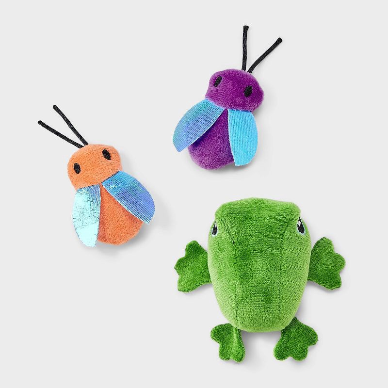 slide 1 of 3, Baby Toad and Moths Cat Plush Toy Set - 3pc - Boots & Barkley™, 3 ct