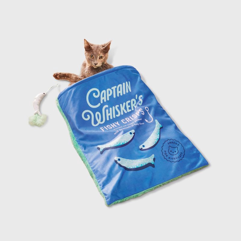 slide 2 of 3, Captain Whiskers Fish Crisps Crinkle Bag Cat Plush Toy - Boots & Barkley™, 1 ct