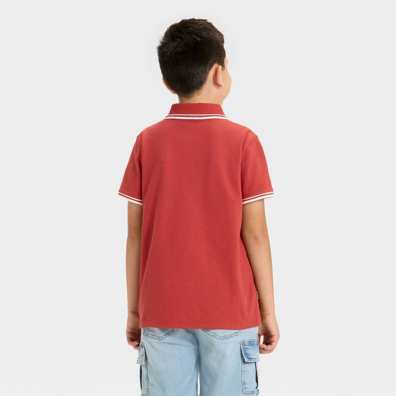 slide 2 of 3, Boys' Short Sleeve Tipping T-Shirt - Cat & Jack™ Brick Red/White M, 1 ct