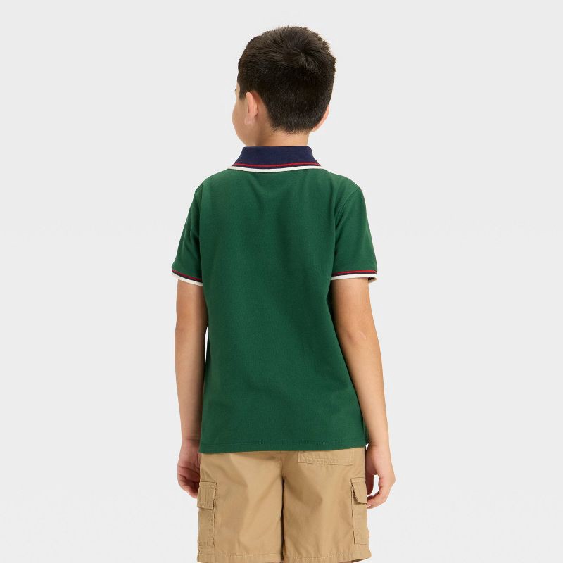 slide 2 of 3, Boys' Short Sleeve Tipping T-Shirt - Cat & Jack™ Dark Green/White/Red XS, 1 ct
