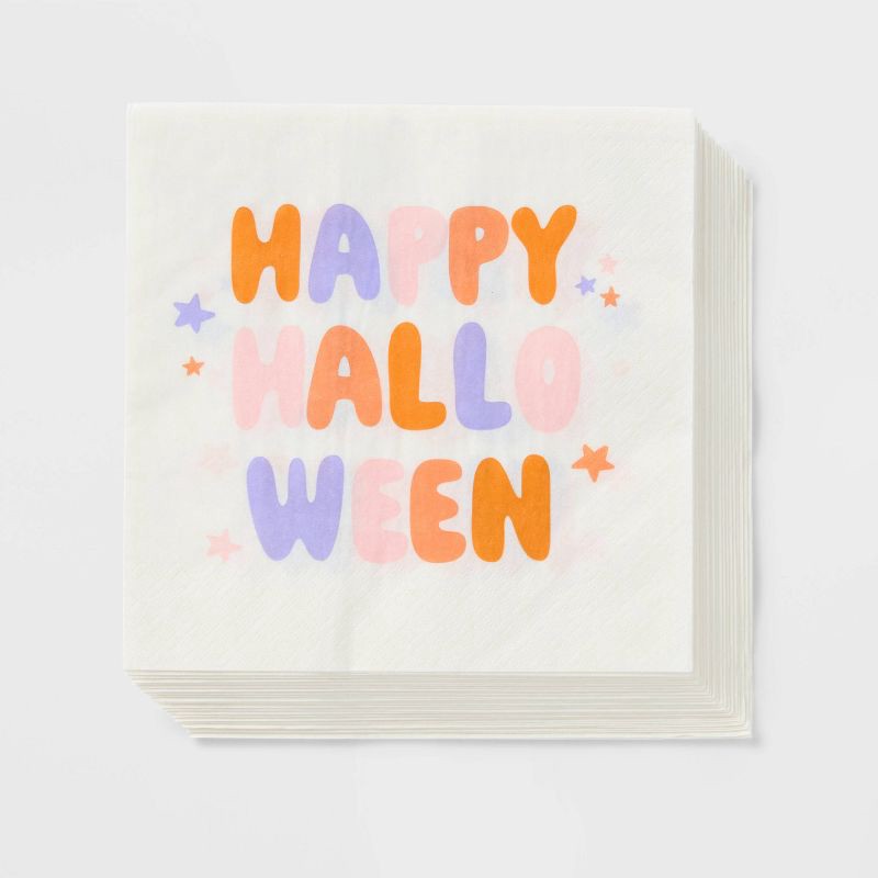 slide 1 of 3, 20ct Cute Happy Halloween Lunch Napkin - Spritz™, 20 ct