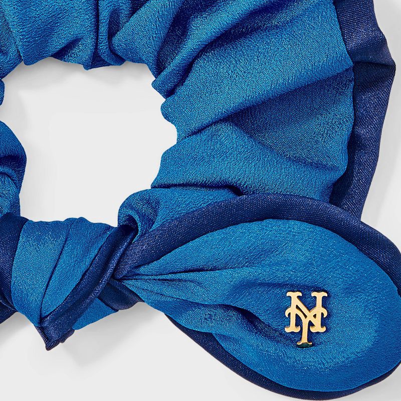 slide 2 of 2, Bijoux Sport by Luv Aj MLB Mini Logo Bow Hair Twister - New York Mets: Polyester & Stainless Steel Elastic, 1 ct