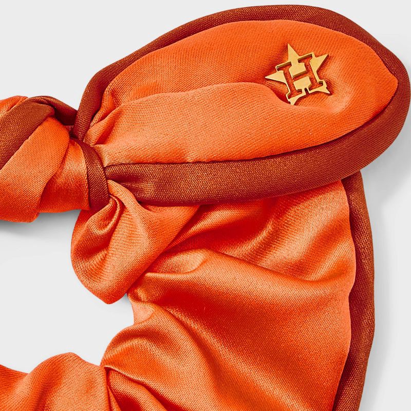 slide 2 of 2, Bijoux Sport by Luv Aj MLB Mini Logo Bow Hair Twister - Houston Astros: Polyester & Stainless Steel Scrunchie, All Hair Types, 1 ct