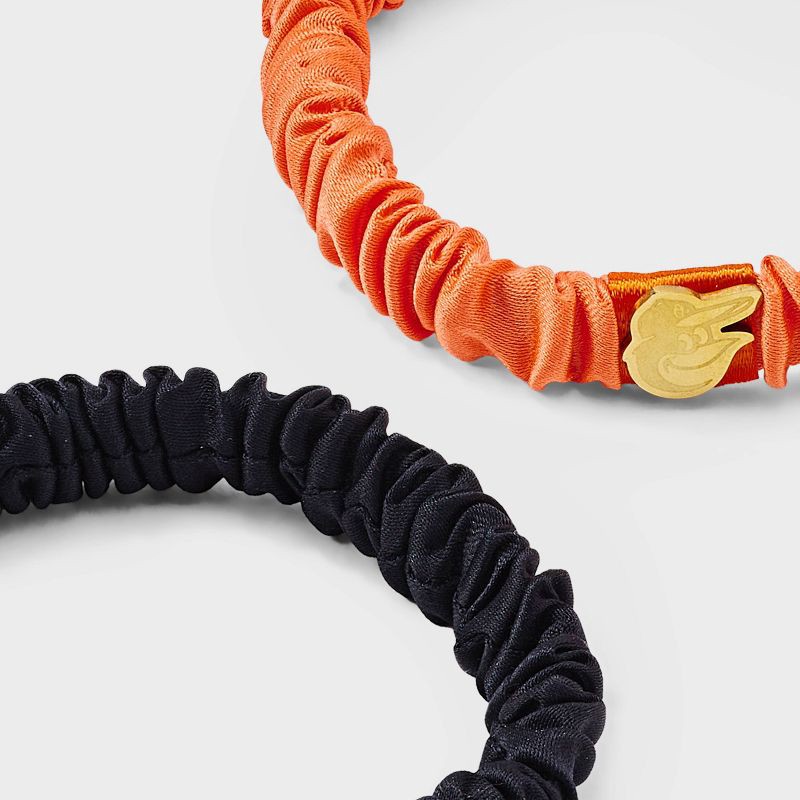 slide 2 of 2, Bijoux Sport by Luv Aj MLB Logo Silky Hair Ties 2pc - Baltimore Orioles: Fashion Elastic for All Hair Types, 2 ct