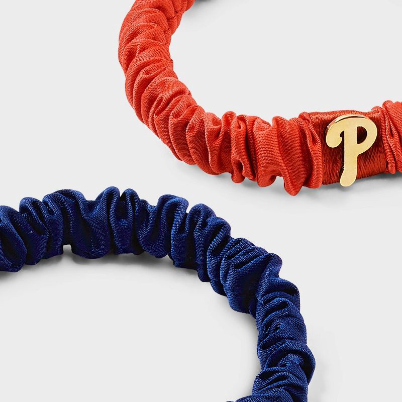 slide 2 of 2, Bijoux Sport by Luv Aj MLB Logo Silky Hair Ties 2pc - Philadelphia Phillies: Fashionable Elastic Bands for All Hair Types, 2 ct