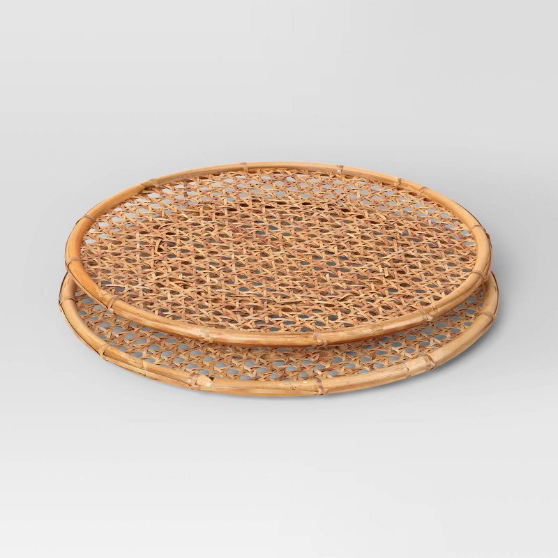 slide 3 of 5, 2pk Rattan Cane Chargers - Threshold™, 2 ct