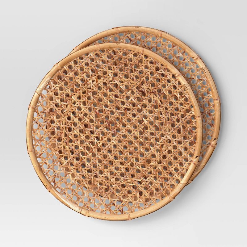 slide 1 of 5, 2pk Rattan Cane Chargers - Threshold™, 2 ct