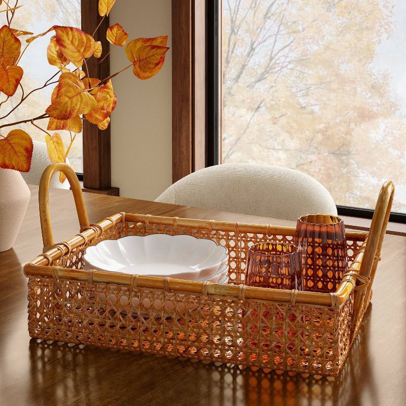 slide 2 of 4, 18" Rattan Cane Serving Tray - Threshold™, 1 ct