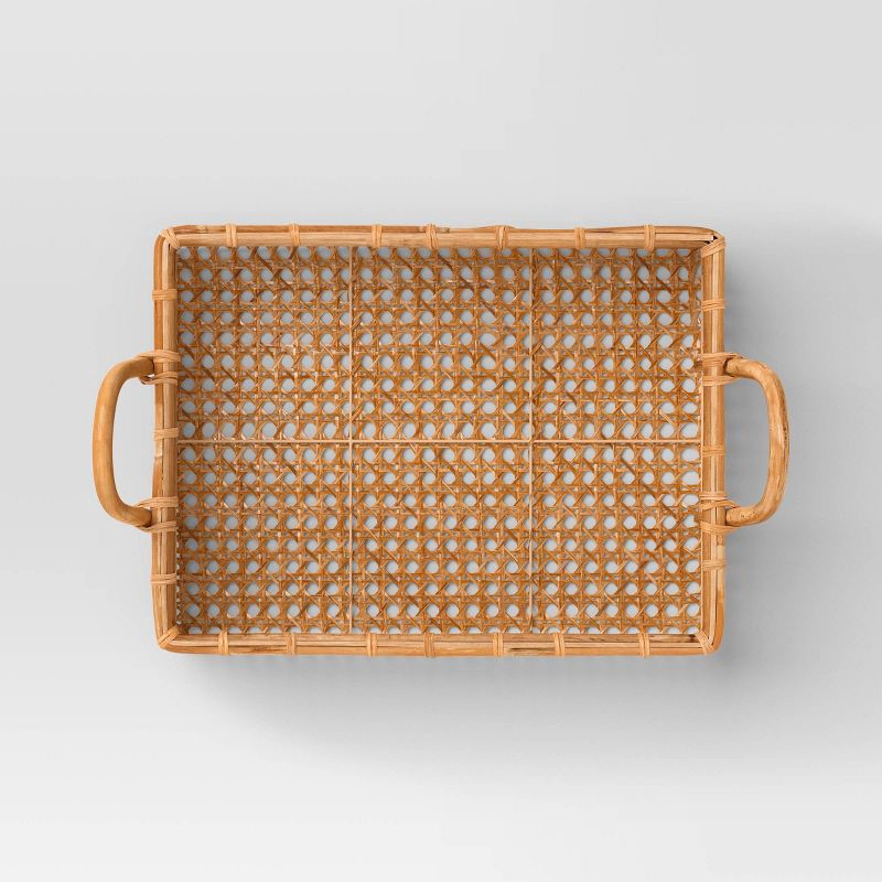 slide 4 of 4, 18" Rattan Cane Serving Tray - Threshold™, 1 ct