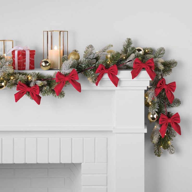 slide 2 of 3, Christmas Velvet Bow Garland Red - Wondershop™, 1 ct