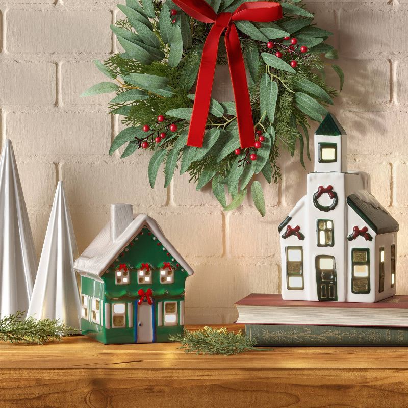 slide 2 of 3, Ceramic LED House Green Christmas - Threshold™, 1 ct