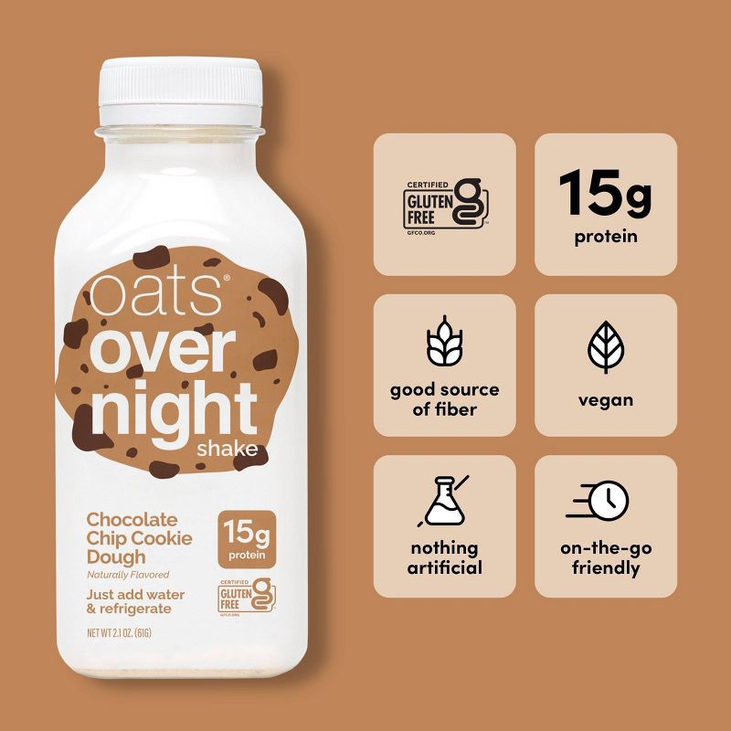 slide 4 of 10, Oats Overnight Chocolate Chip Cookie Dough Breakfast Shake - 2.1oz, 2.1 oz