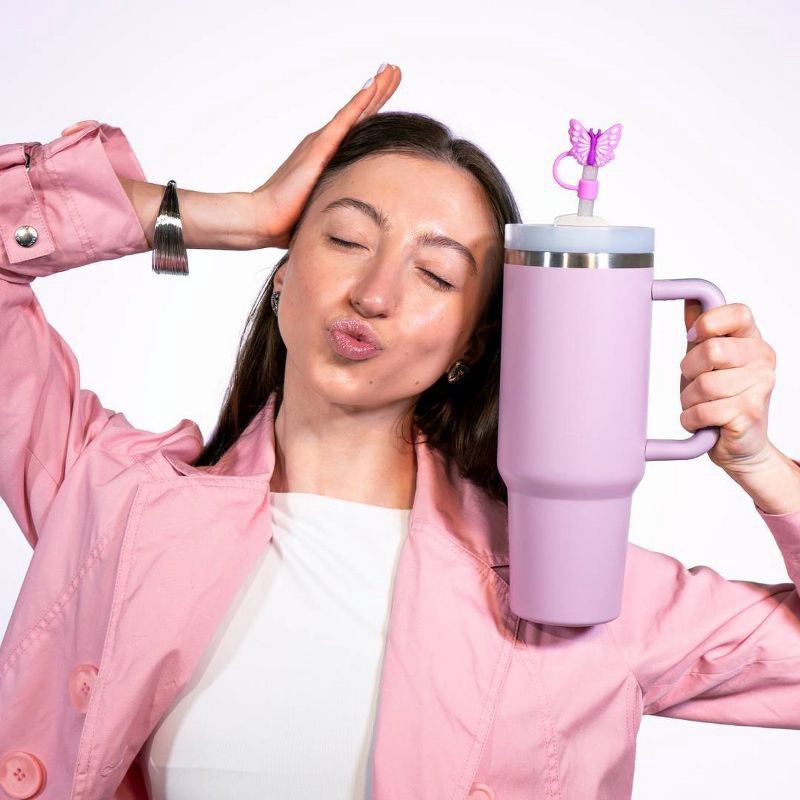 slide 7 of 9, CharCharms 4pk Girly Straw Toppers, 4 ct