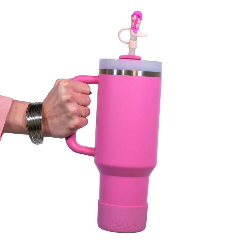 slide 9 of 9, CharCharms 4pk Girly Straw Toppers, 4 ct