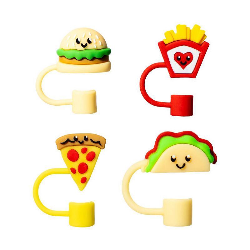 slide 1 of 9, CharCharms 4pk Food Straw Toppers, 4 ct