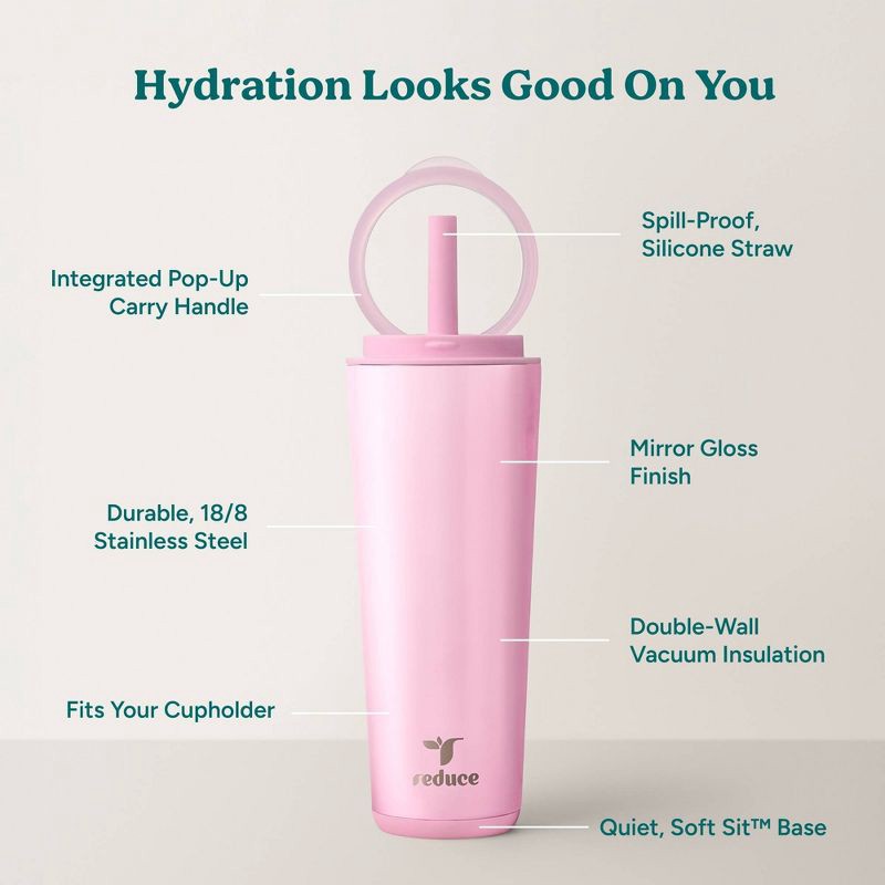 slide 4 of 6, Reduce 24 oz Halo Stainless Steel Straw Tumbler Space Babe, 24 oz