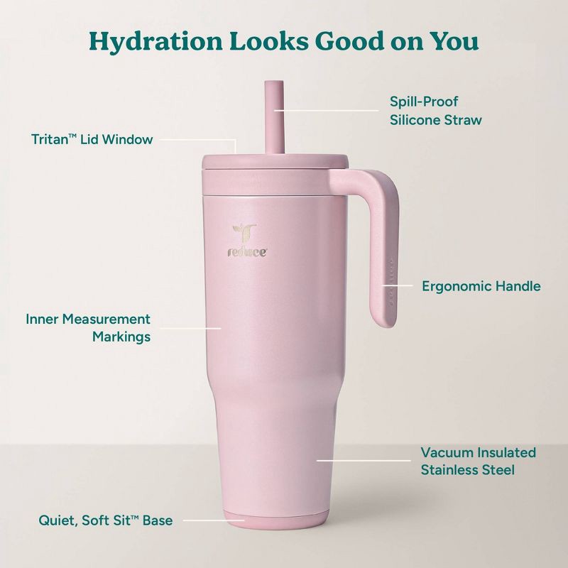 slide 4 of 6, Reduce 40oz Chiller Vacuum Insulated Stainless Steel Spill-Proof Tumbler Frosty Pink, 40 oz