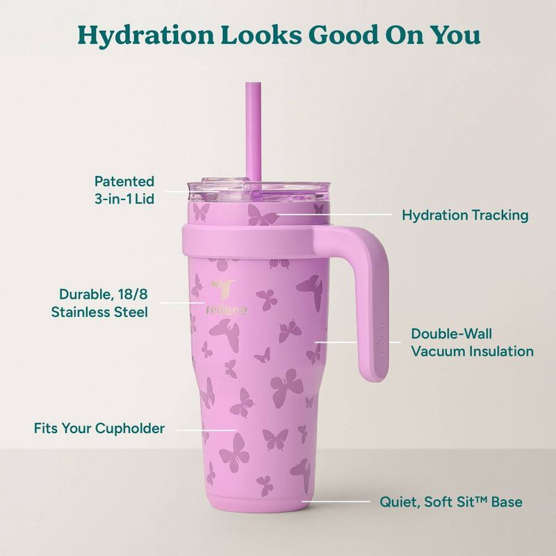slide 3 of 5, Reduce 24oz Cold1 Vacuum Insulated Stainless Steel Straw Tumbler Mug Light Purple, 24 oz