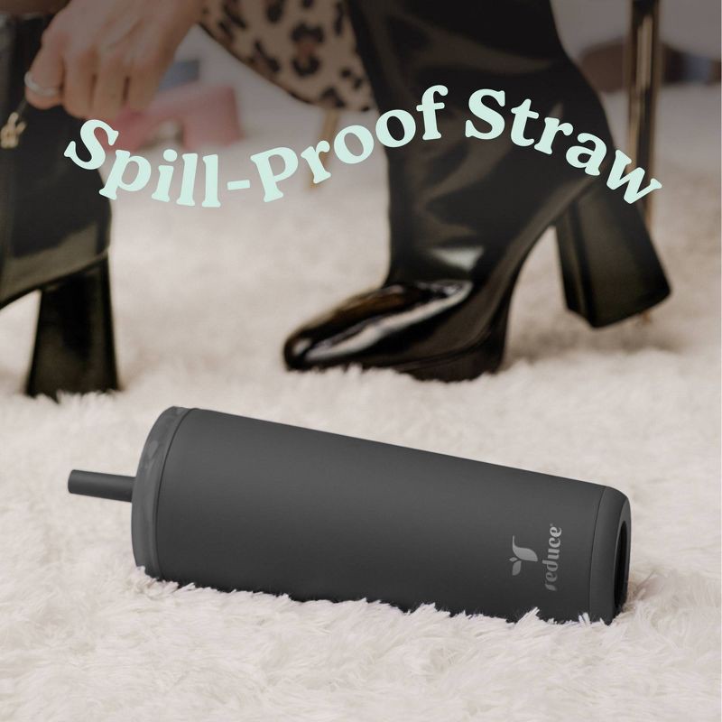 slide 6 of 7, Reduce 24oz Halo Stainless Steel Straw Tumbler Black, 24 oz