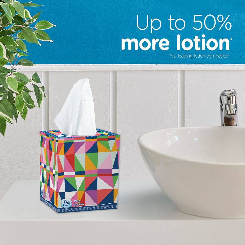 slide 2 of 16, Puffs Plus Lotion Facial Tissue - Exclusive Designs - 6pk/432ct, 6 ct, 432 ct