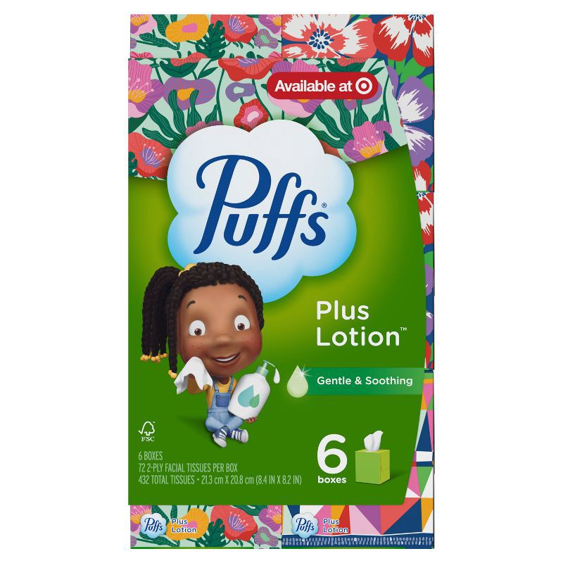 slide 13 of 16, Puffs Plus Lotion Facial Tissue - Exclusive Designs - 6pk/432ct, 6 ct, 432 ct