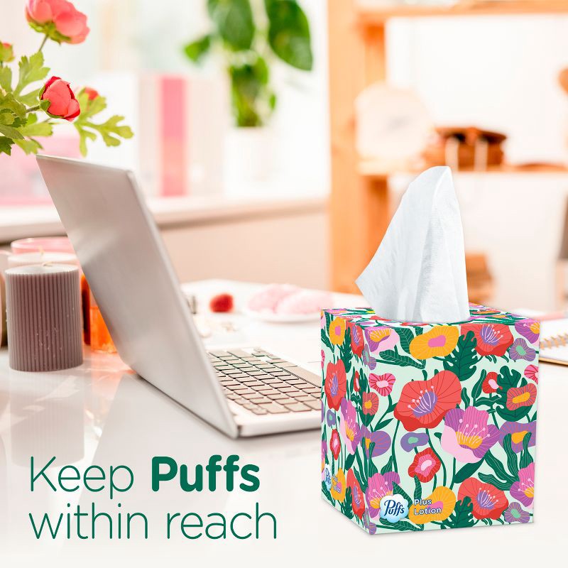 slide 4 of 16, Puffs Plus Lotion Facial Tissue - Exclusive Designs - 6pk/432ct, 6 ct, 432 ct