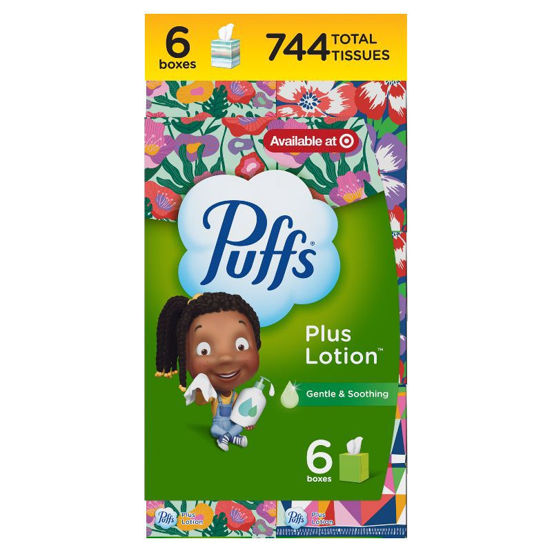 slide 1 of 16, Puffs Plus Lotion Facial Tissue - Exclusive Designs - 6pk/432ct, 6 ct, 432 ct