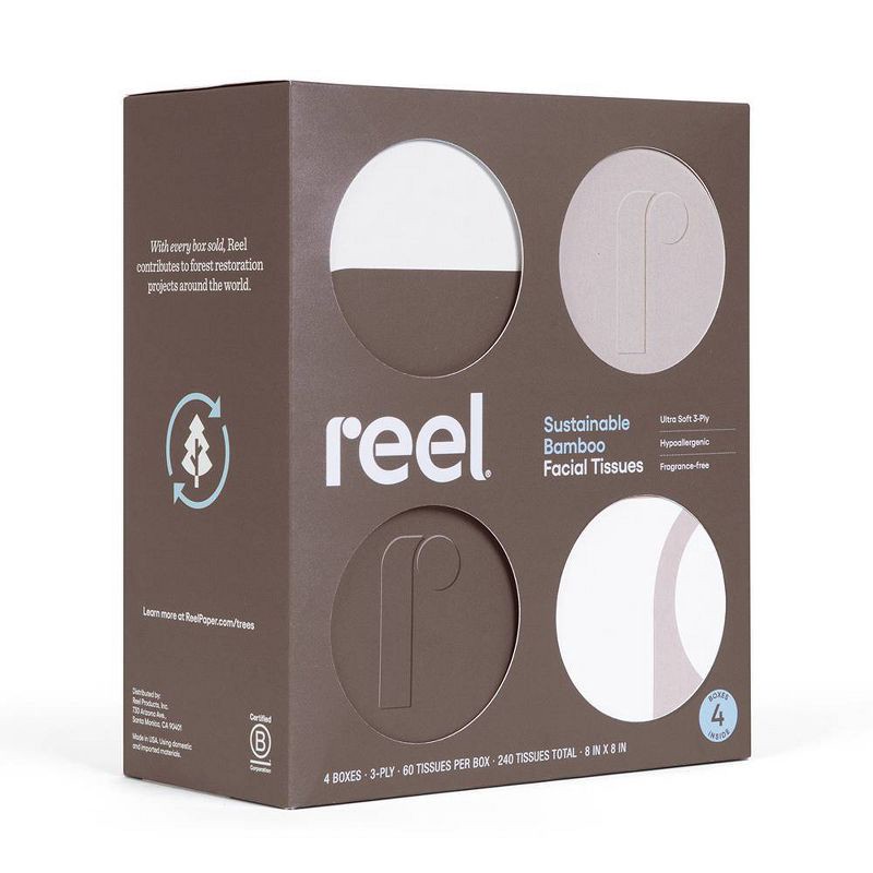 slide 2 of 8, Reel Paper Premium Bamboo 3-Ply Facial Tissue - 4pk/240ct, 4 pk; 240 ct