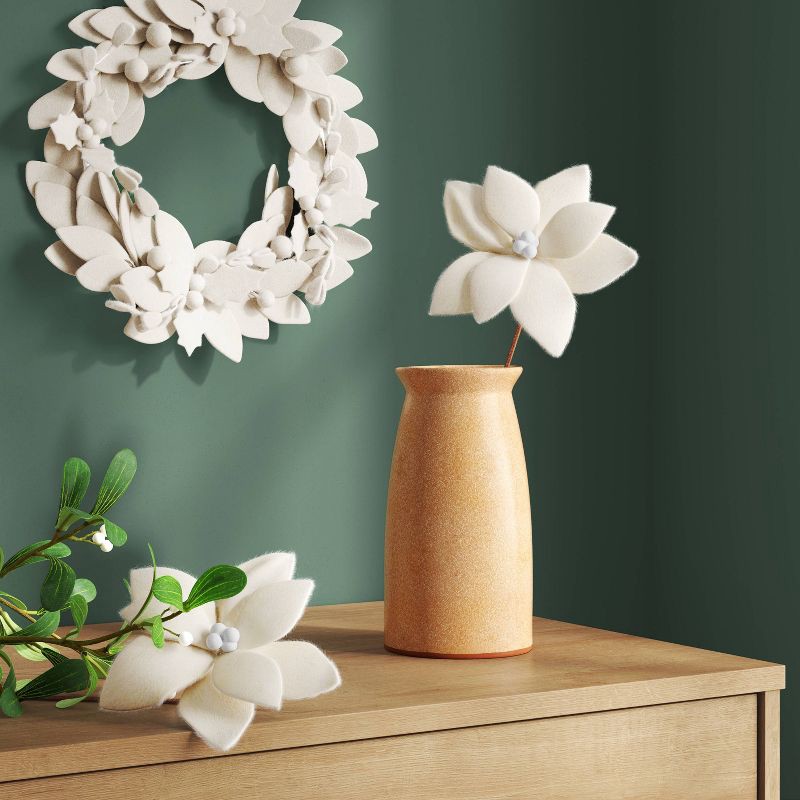 slide 2 of 3, Felt Leaf Mini Christmas Wreath White - Room Essentials™, 1 ct