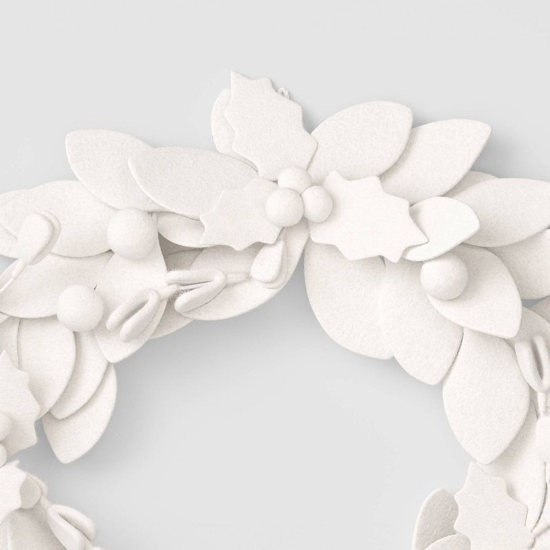 slide 3 of 3, Felt Leaf Mini Christmas Wreath White - Room Essentials™, 1 ct