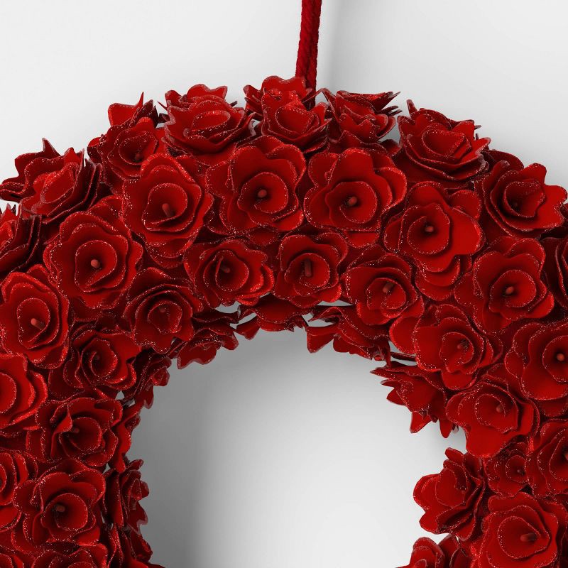 slide 3 of 3, Red Curled Wood Christmas Wreath - Threshold™, 1 ct