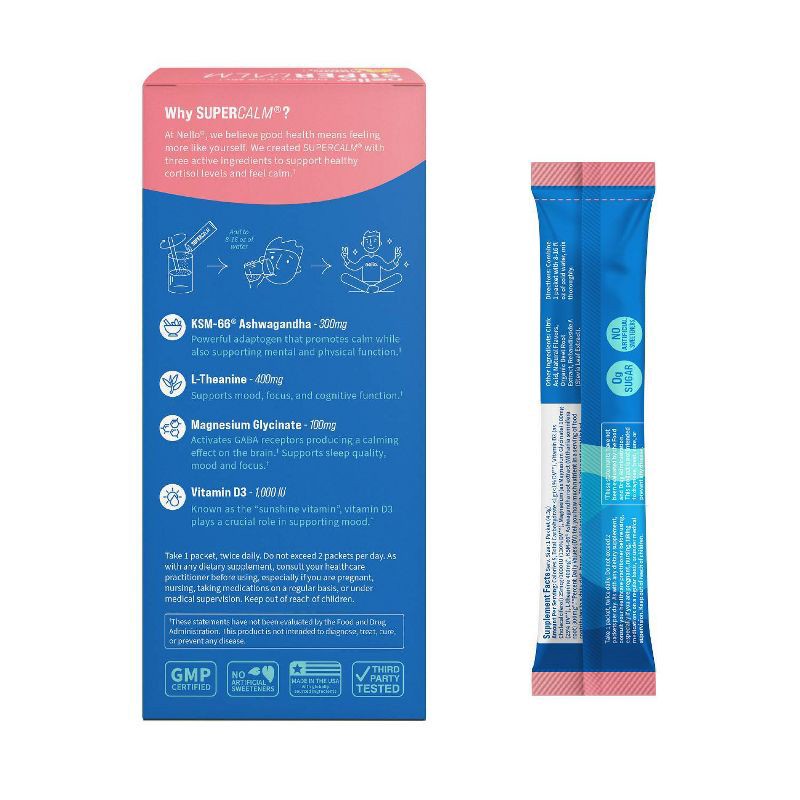 slide 5 of 6, Nello Supercalm Calming Drink Mix Supplement Powder - Raspberry Lemonade - 10ct, 10 ct