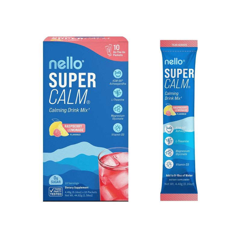 slide 1 of 10, Nello Supercalm Calming Drink Mix Supplement Powder - Raspberry Lemonade - 10ct, 10 ct