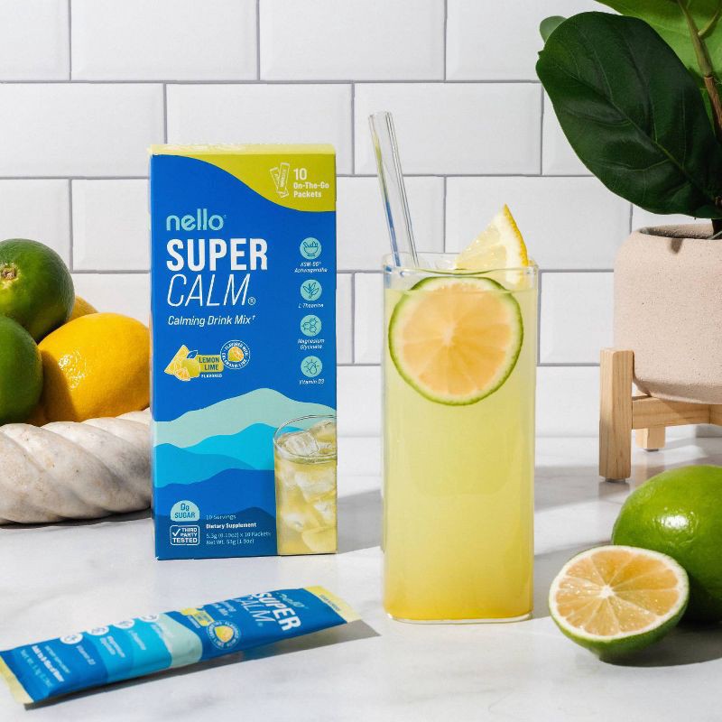 slide 2 of 6, Nello Supercalm Calming Drink Mix Supplement Powder - Lemon Lime - 10ct, 10 ct