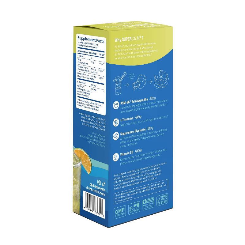 slide 4 of 6, Nello Supercalm Calming Drink Mix Supplement Powder - Lemon Lime - 10ct, 10 ct