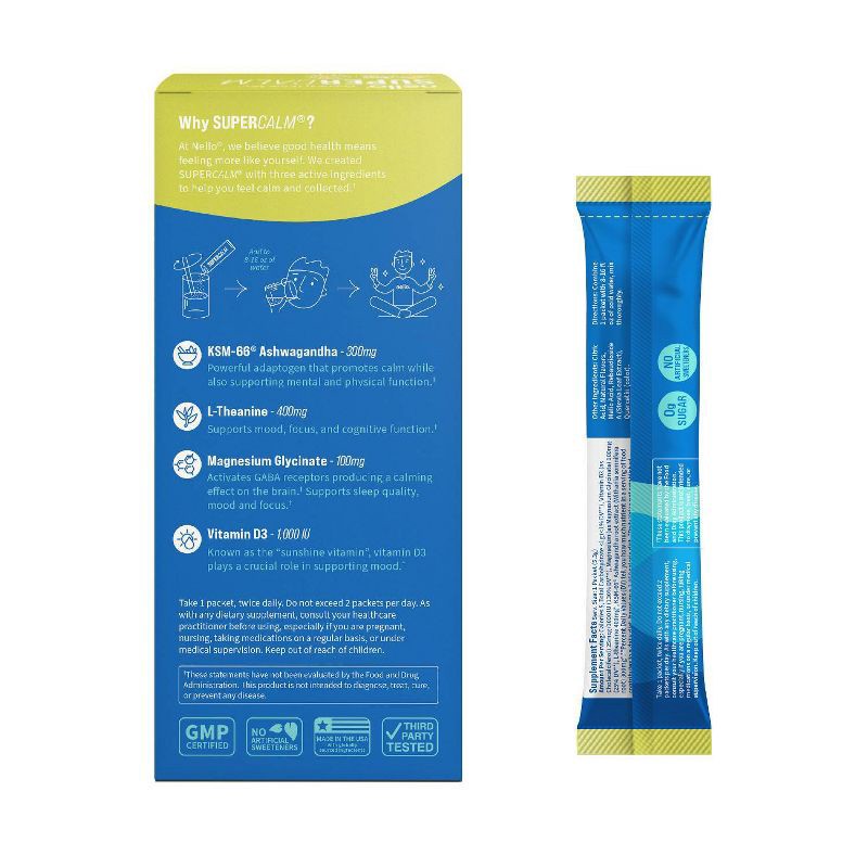 slide 5 of 6, Nello Supercalm Calming Drink Mix Supplement Powder - Lemon Lime - 10ct, 10 ct