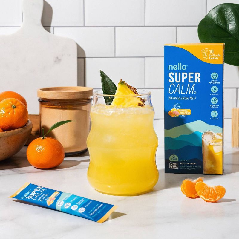 slide 2 of 6, Nello Supercalm Calming Drink Mix Supplement Powder - Tropical Tangerine - 1.5oz/10ct, 10 ct