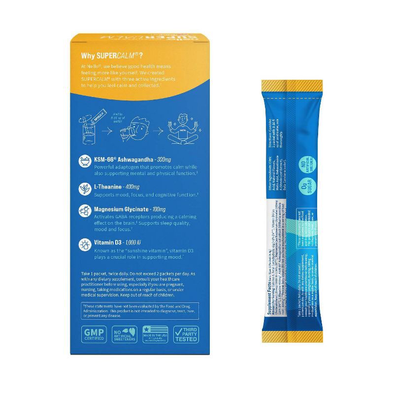 slide 5 of 6, Nello Supercalm Calming Drink Mix Supplement Powder - Tropical Tangerine - 1.5oz/10ct, 10 ct