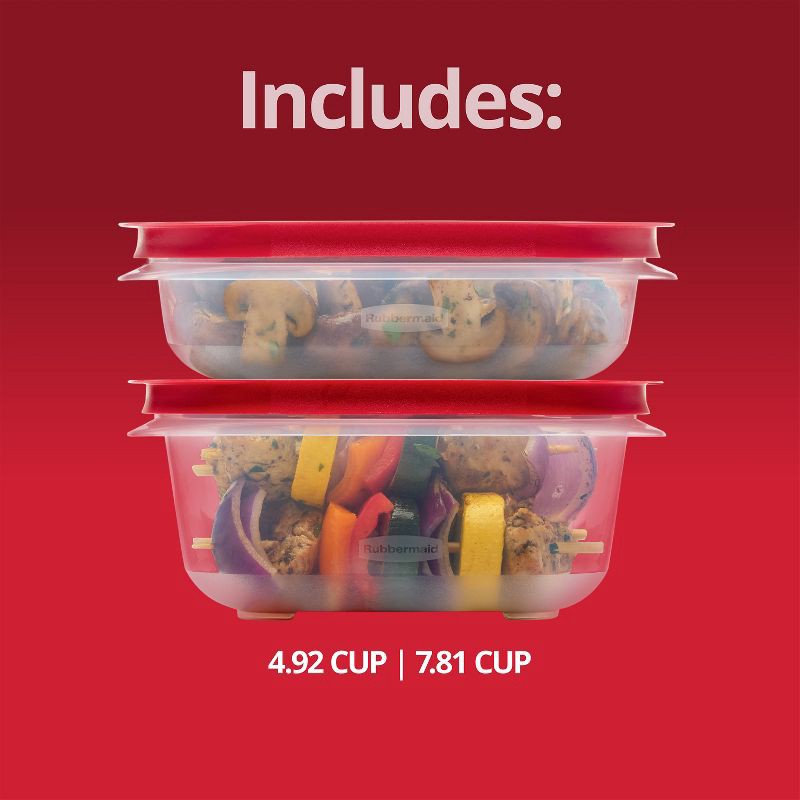 slide 5 of 5, Rubbermaid 2pk Easy Store Value Square Food Storage Containers Red, 2 ct