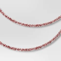10&#x27; Christmas Tinsel Garland Mega Wide Cut Red and Narrow Cut White - Wondershop™