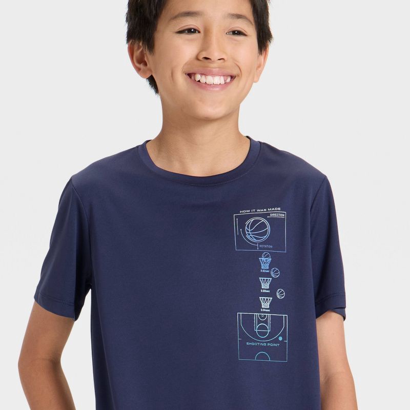 slide 2 of 4, Boys' Short Sleeve "Basketball" Graphic T-Shirt - All In Motion™ Navy Blue XL, 1 ct