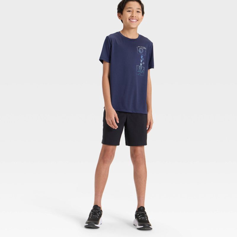 slide 4 of 4, Boys' Short Sleeve "Basketball" Graphic T-Shirt - All In Motion™ Navy Blue XL, 1 ct