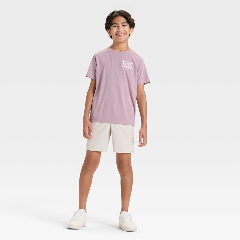 slide 4 of 4, Boys' Short Sleeve "Ruling Champ" Graphic T-Shirt - All In Motion™ Mauve M, 1 ct