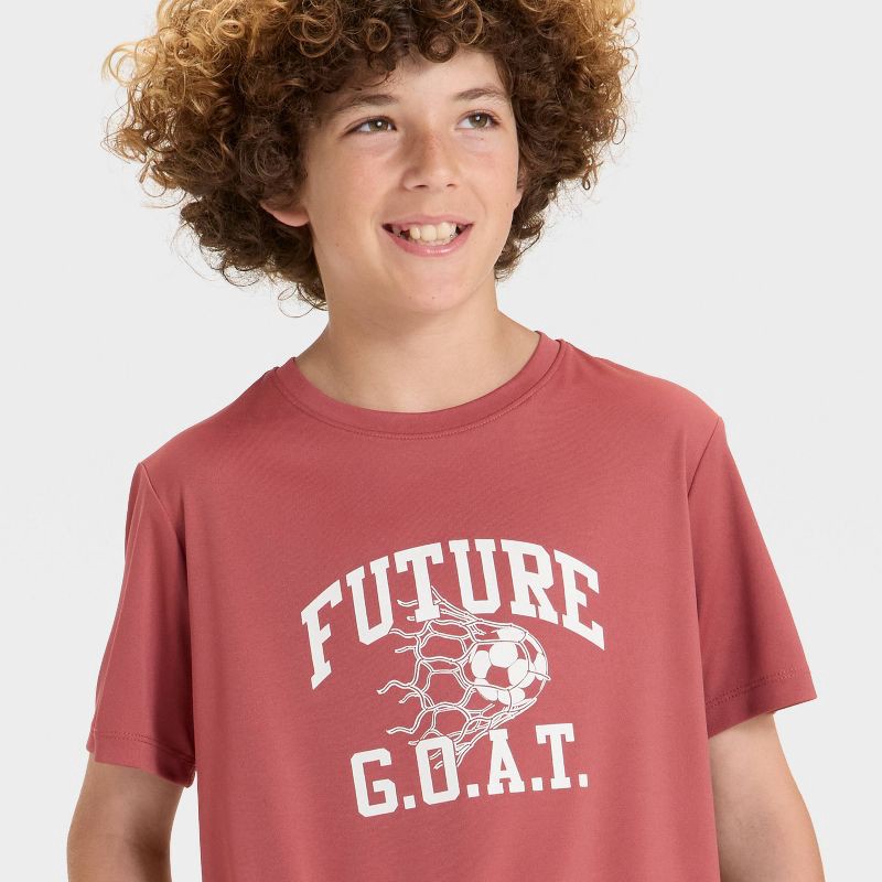 slide 2 of 4, Boys' Short Sleeve "Future G.O.A.T." Graphic T-Shirt - All In Motion™ Red XL, 1 ct