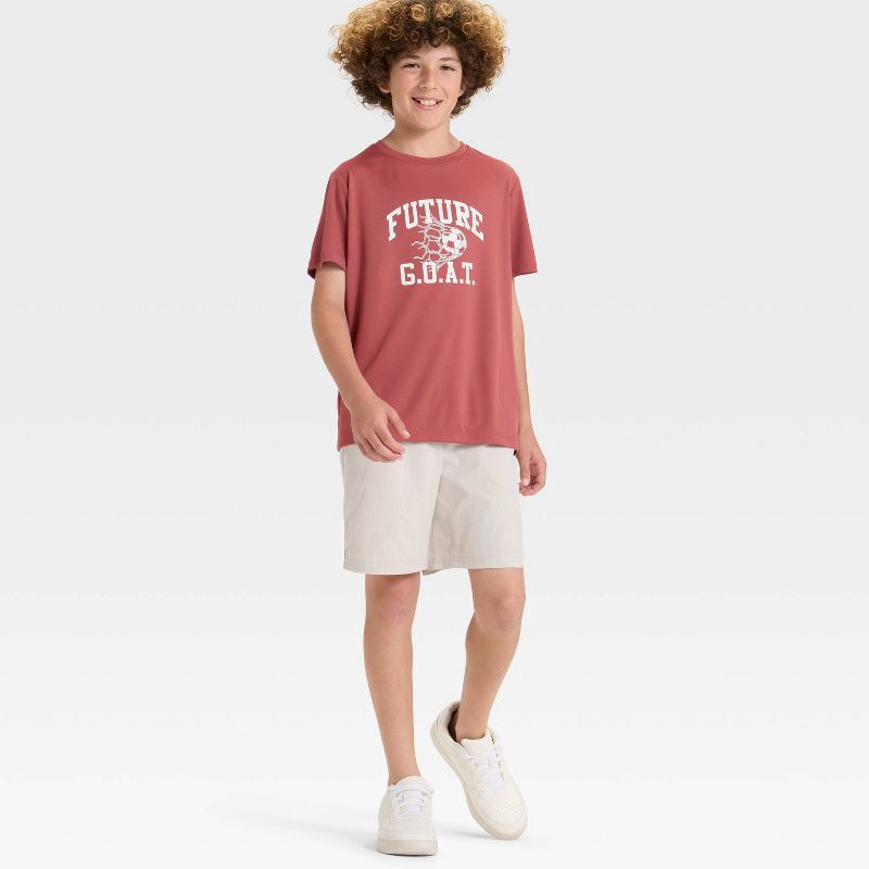 slide 4 of 4, Boys' Short Sleeve "Future G.O.A.T." Graphic T-Shirt - All In Motion™ Red XL, 1 ct