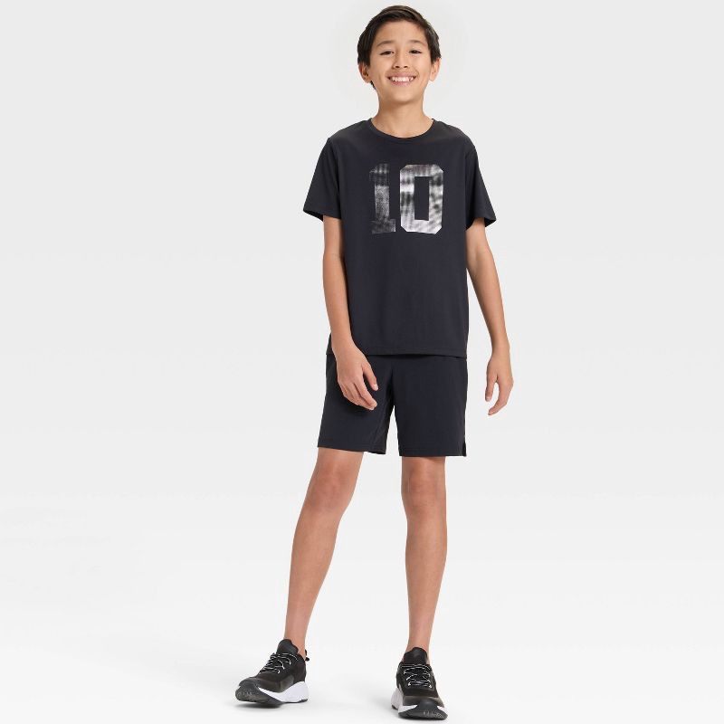 slide 4 of 4, Boys' Short Sleeve Graphic T-Shirt - All In Motion™ Black S, 1 ct