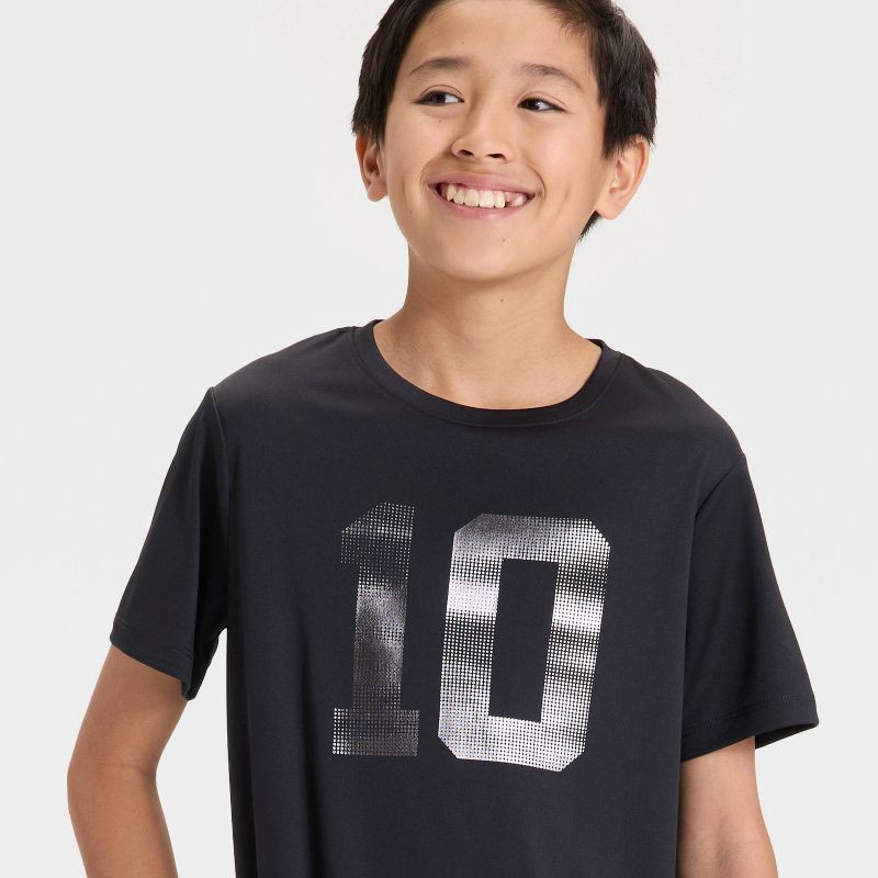 slide 2 of 4, Boys' Short Sleeve Graphic T-Shirt - All In Motion™ Black L, 1 ct