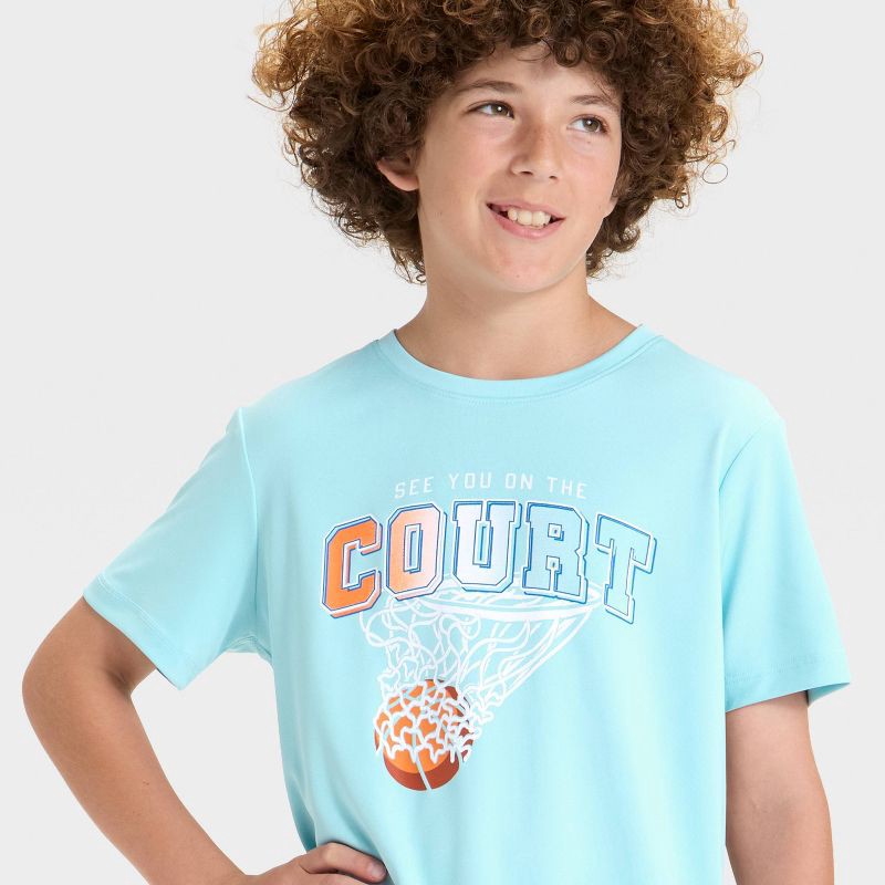 slide 2 of 4, Boys' Short Sleeve "See You On The Court" Graphic T-Shirt - All In Motion™ Sky Blue XL, 1 ct